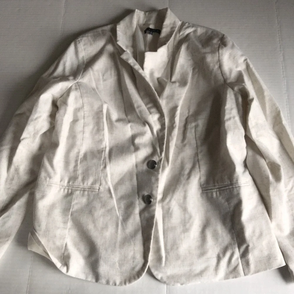 Napa Valley Beige Linen Blend 2 Button Blazer Jacket Women's Sz 18 A1930